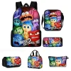 3Pcs Set School Inside Cartoon Out Printing Backpack with Lunch Bags Pencil Case Kids Bags Custom Large Capacity Backpack 2024