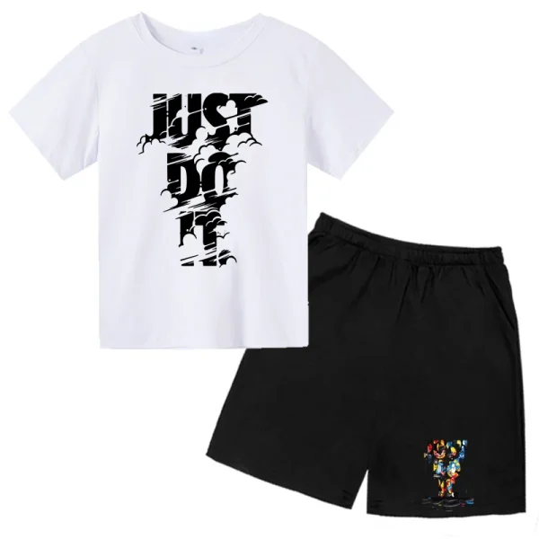 2024 Print Kids Summer Cute Short Sleeve O-neck T-shirts Tops+shorts Suits 2-12 Years Boys Girls Outfits Children Tshirt Clothes - Image 4