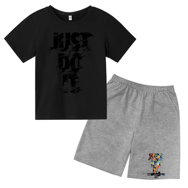 2024 Print Kids Summer Cute Short Sleeve O-neck T-shirts Tops+shorts Suits 2-12 Years Boys Girls Outfits Children Tshirt Clothes - Image 5